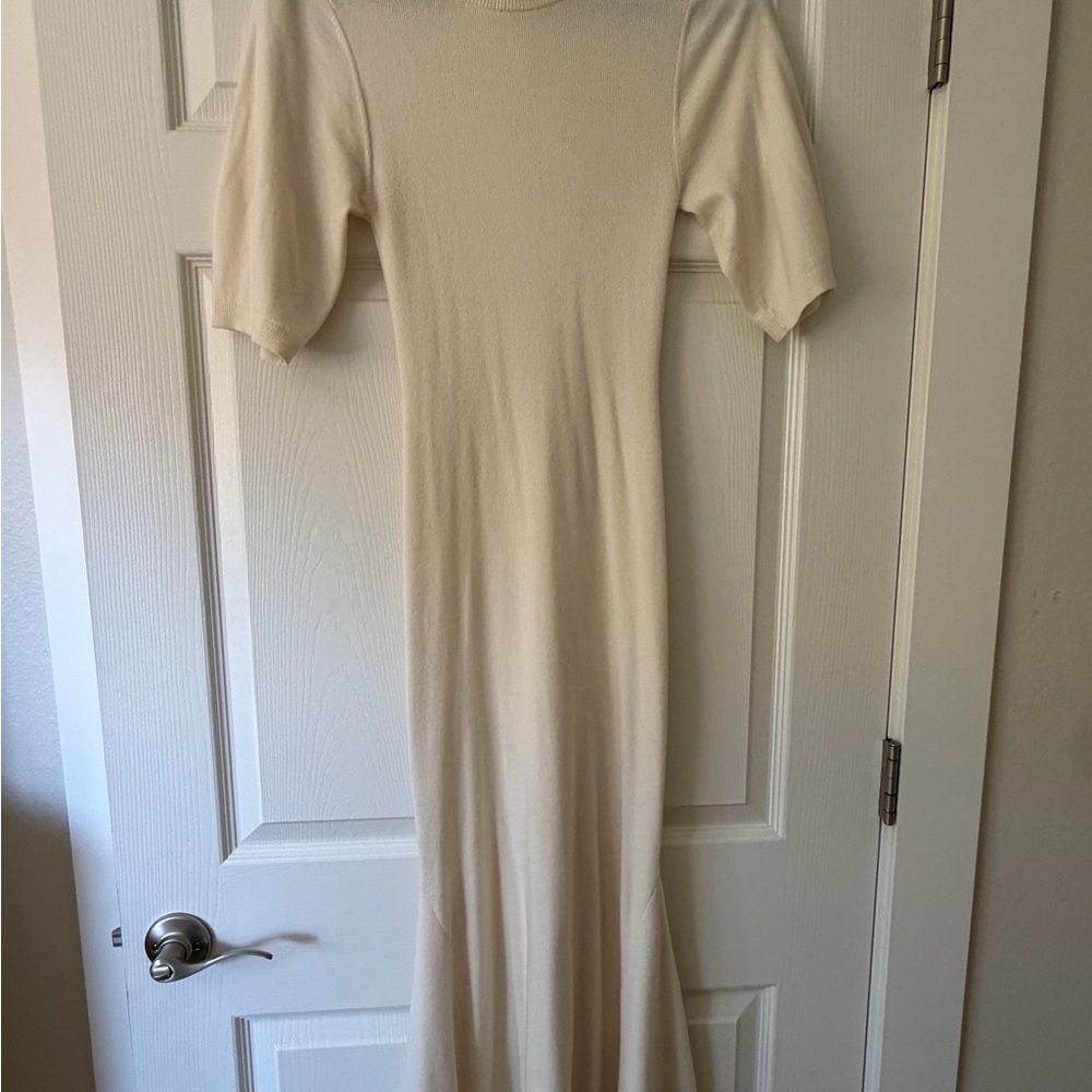 Treasure & Bond Cream Ribbed Knit Maxi Dress